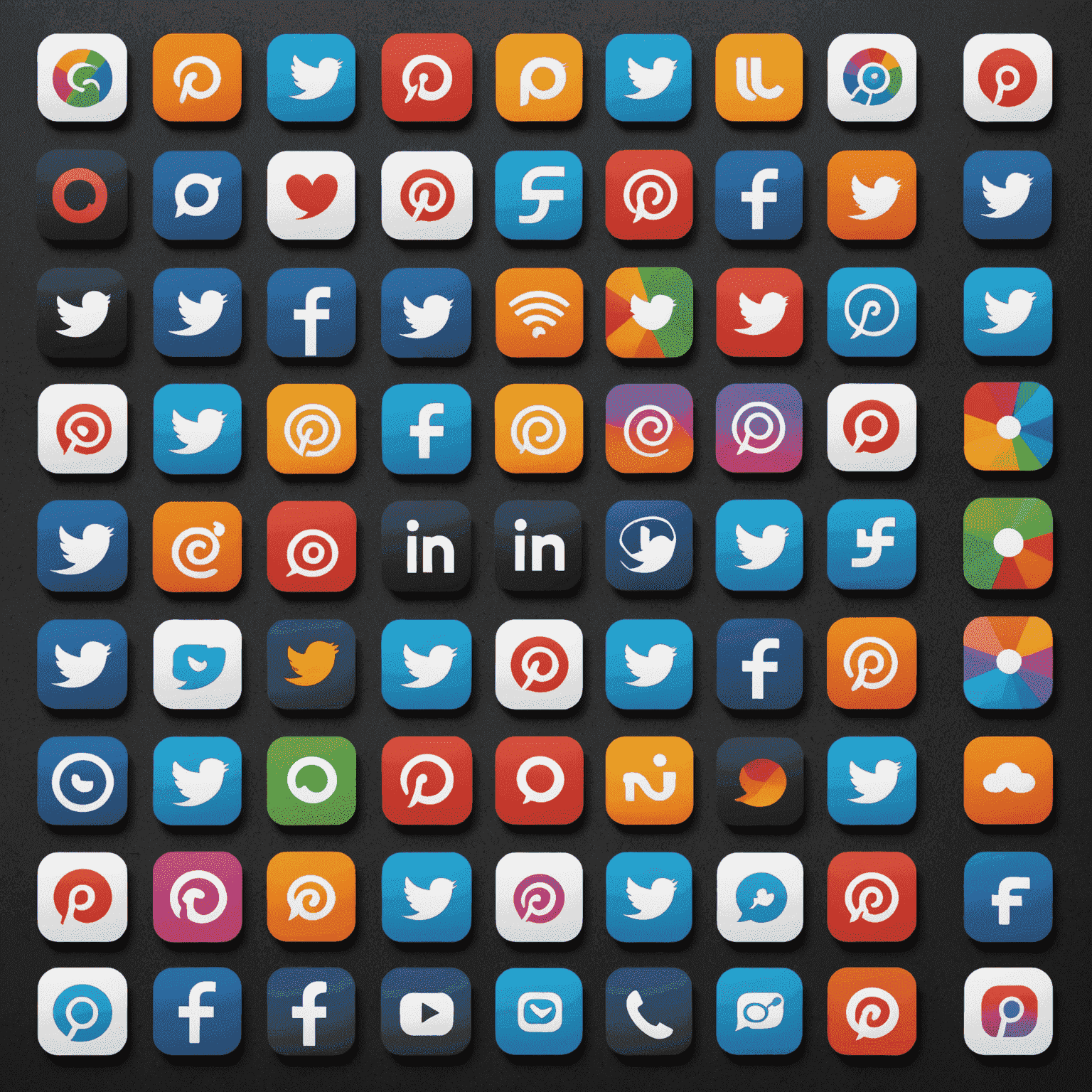 Eine Collage von Social-Media-Plattform-Logos und Interaktionssymbolen